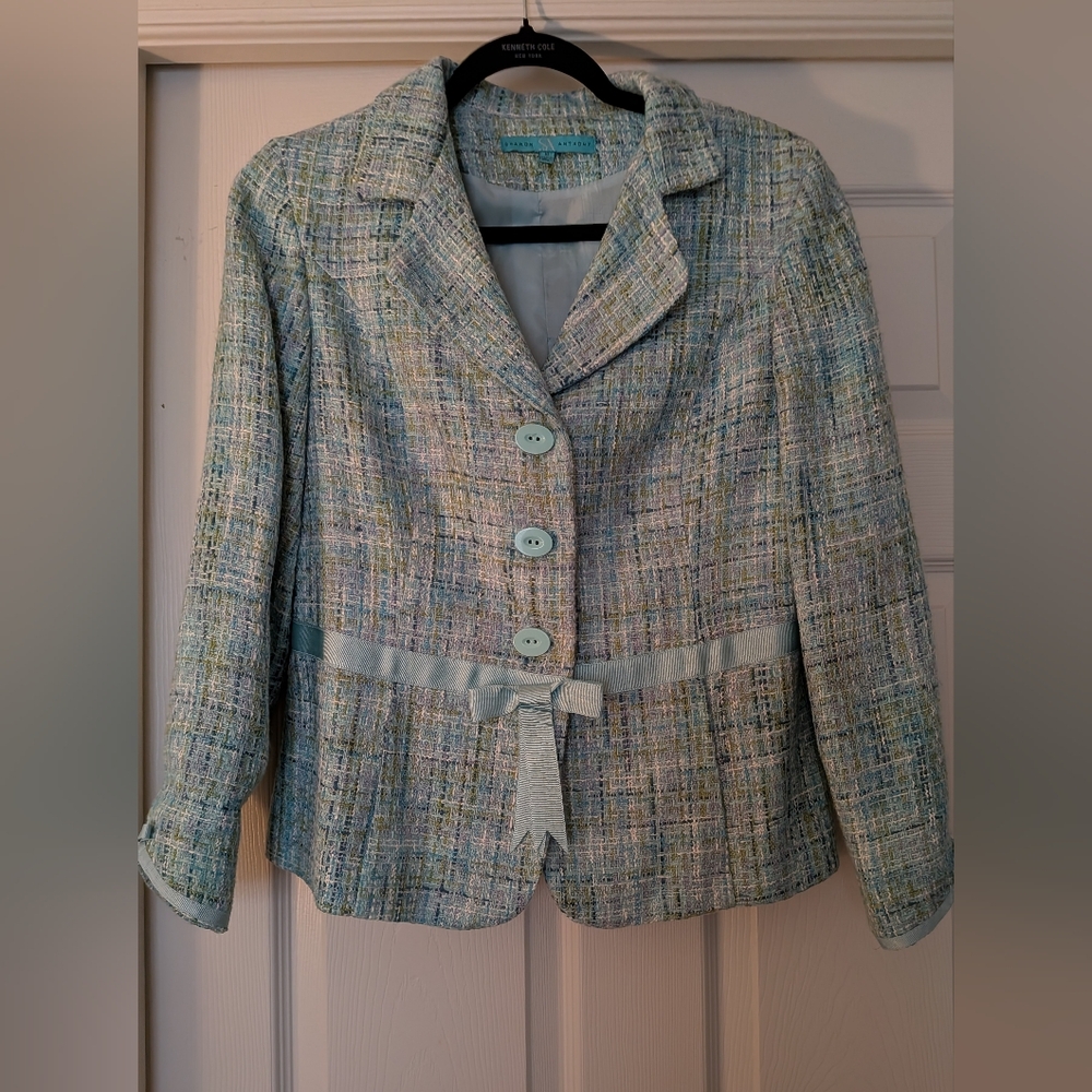 Sharon Anthony Chic Pastel Tweed Blazer - Size 10